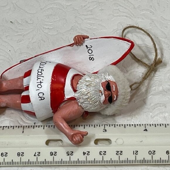 Hitchhiking Surfing Santa 2018 Sausalito, CA Hanging Christmas Tree Ornament - Picture 9 of 9
